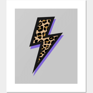 Leopard Print Spots and Purple Lightning Bolts Posters and Art